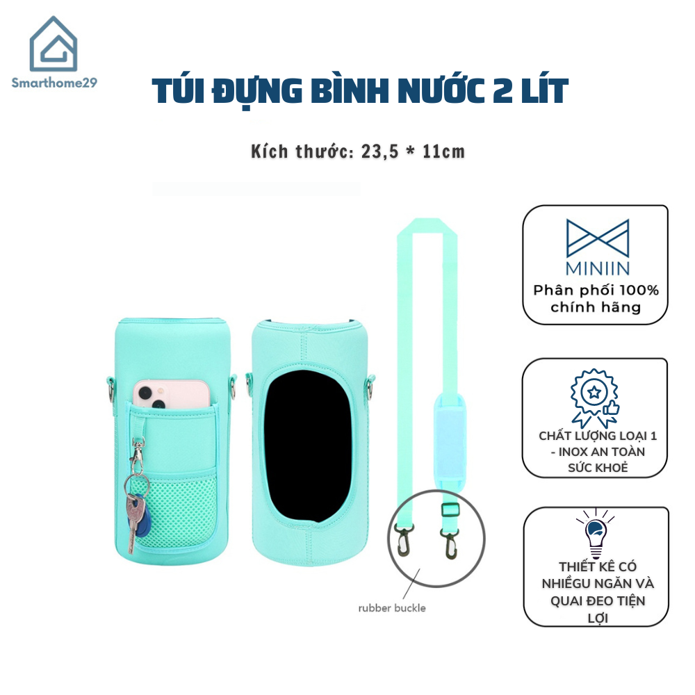 Túi Đựng Bình Nước Cách Nhiệt Thể Thao 2L Có Dây Đeo Và Giá Đỡ Điện Thoại - Loại 1 - Hàng CHính Hãng MINIIN