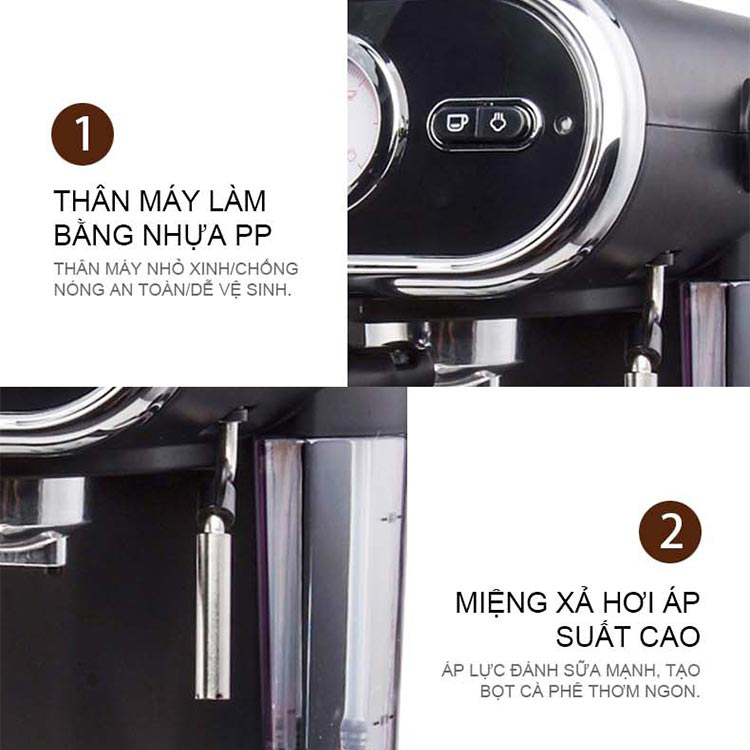 Máy Pha Cà Phê Espresso Tiross TS6211 (15bar) - Hàng Chính Hãng
