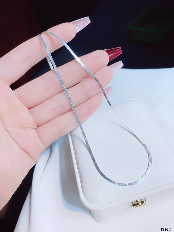 Dây chuyền nữ Choker bản dẹp chất liệu bạc Ý MS16c