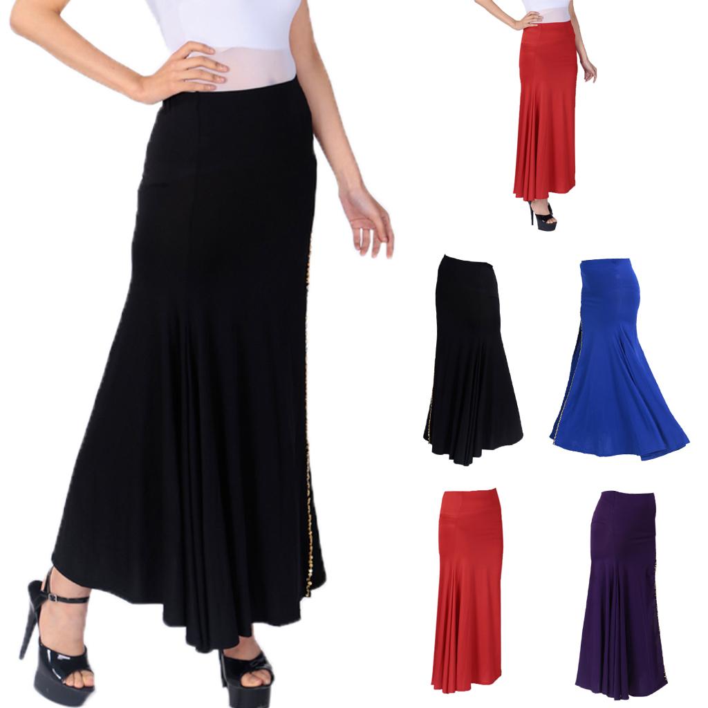 Women's Belly Dance Costumes One Side Slit Long Skirt Tight Hip Split Skirt