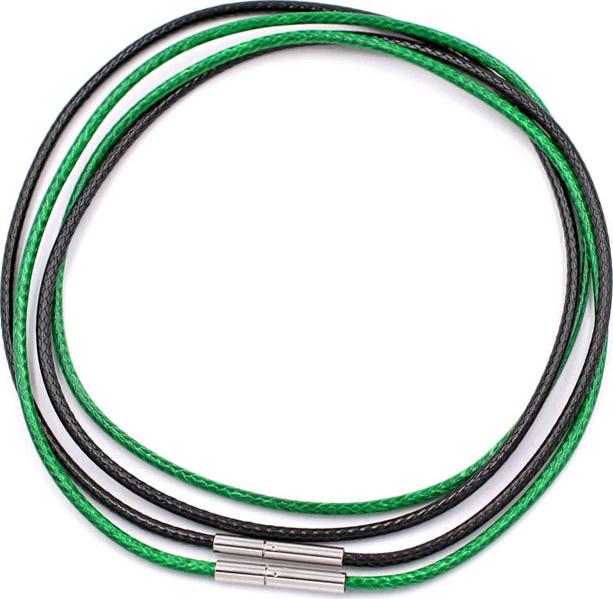 Combo 2 dây vòng cổ cao su đen, xanh lá móc inox DCSEXL1 - Dây dù bọc cao su