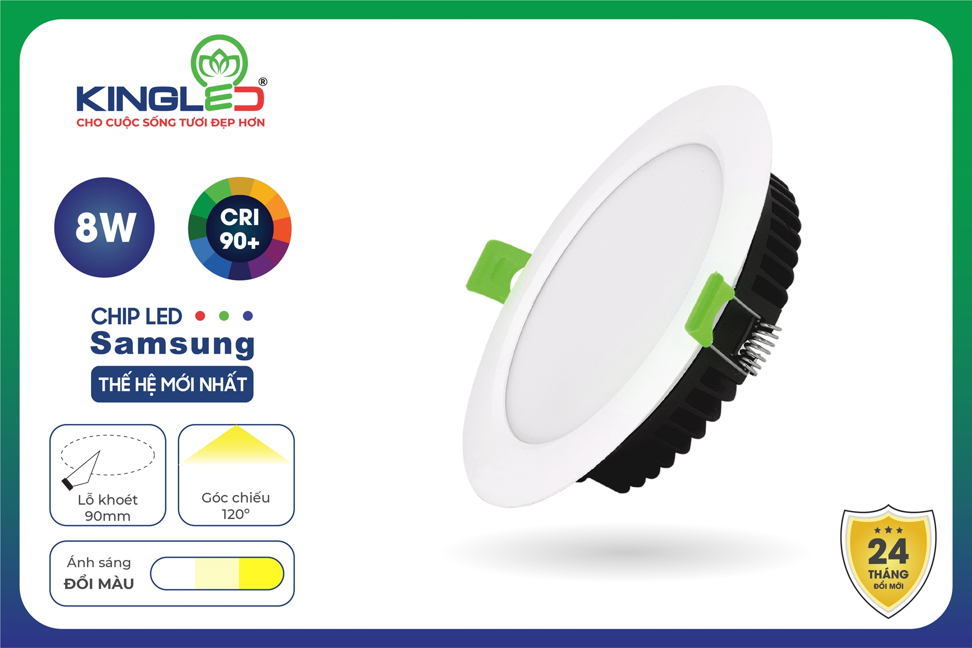 Đèn Led Âm Trần Downlight Ruby 8W (DL-8SS-T120) KINGLED