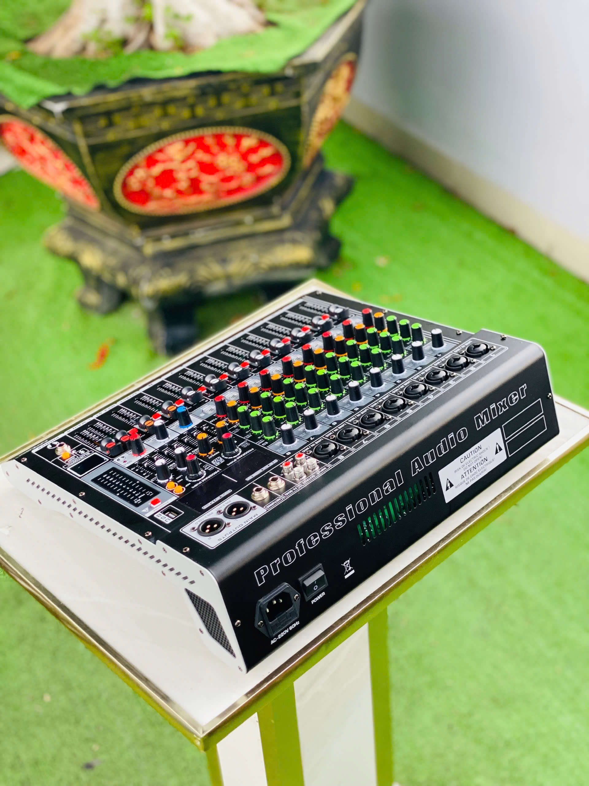 [tặng dây hoa sen] Mixer MC8 8 Kênh Chuyên Dụng nâng cấp âm thanh loa kéo, amply cũ Tích hợp Equalizer 99 hiệu ứng vang hàng nhập khẩu