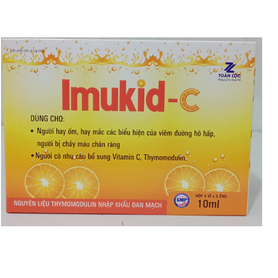 Tăng cường sức đề kháng - Siro IMUKID C bổ sung vitamin C và Thymomodulin ( hộp 20 ống) - hàng chính hãng 