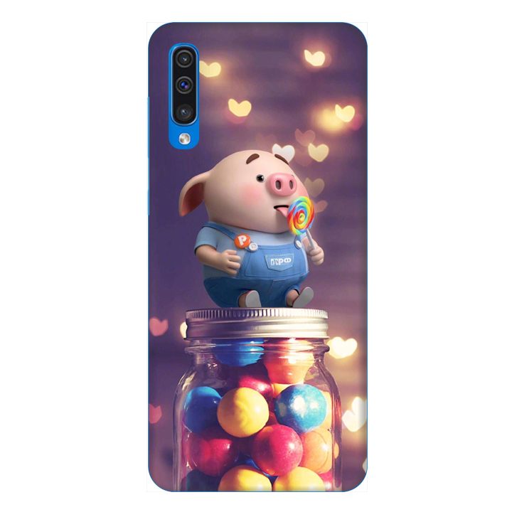Ốp lưng dành cho điện thoại Samsung Galaxy A50 hình Heo Con Ăn Kẹo - Hàng chính hãng