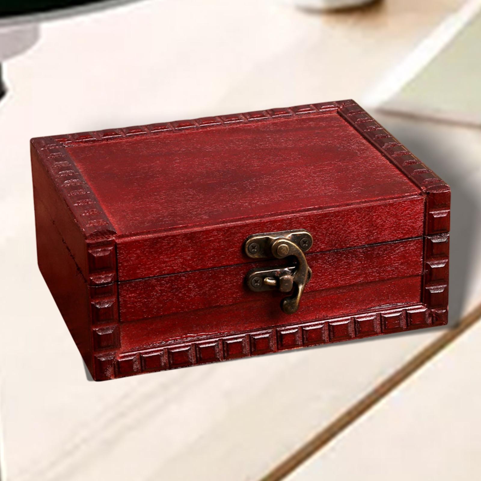 Vintage Style Wooden Box Decorative Jewelry Gift Storage Box with Lock