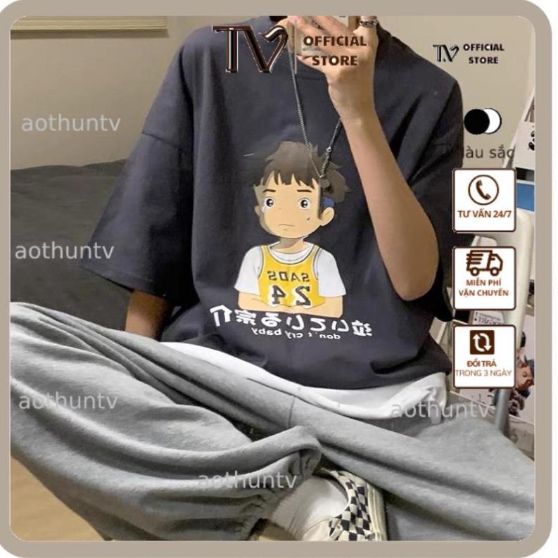 Áo thun tay lỡ nam nữ, áo phông unisex form rộng chất cotton in hình baby