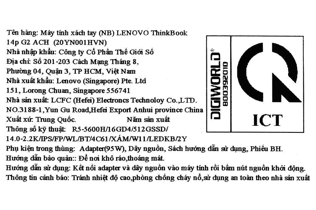 Laptop Lenovo ThinkBook 14p G2 ACH R5 5600H/16GB/512GB/14&quot;Q/Win11/(20YN001HVN)/Xám - Hàng chính hãng