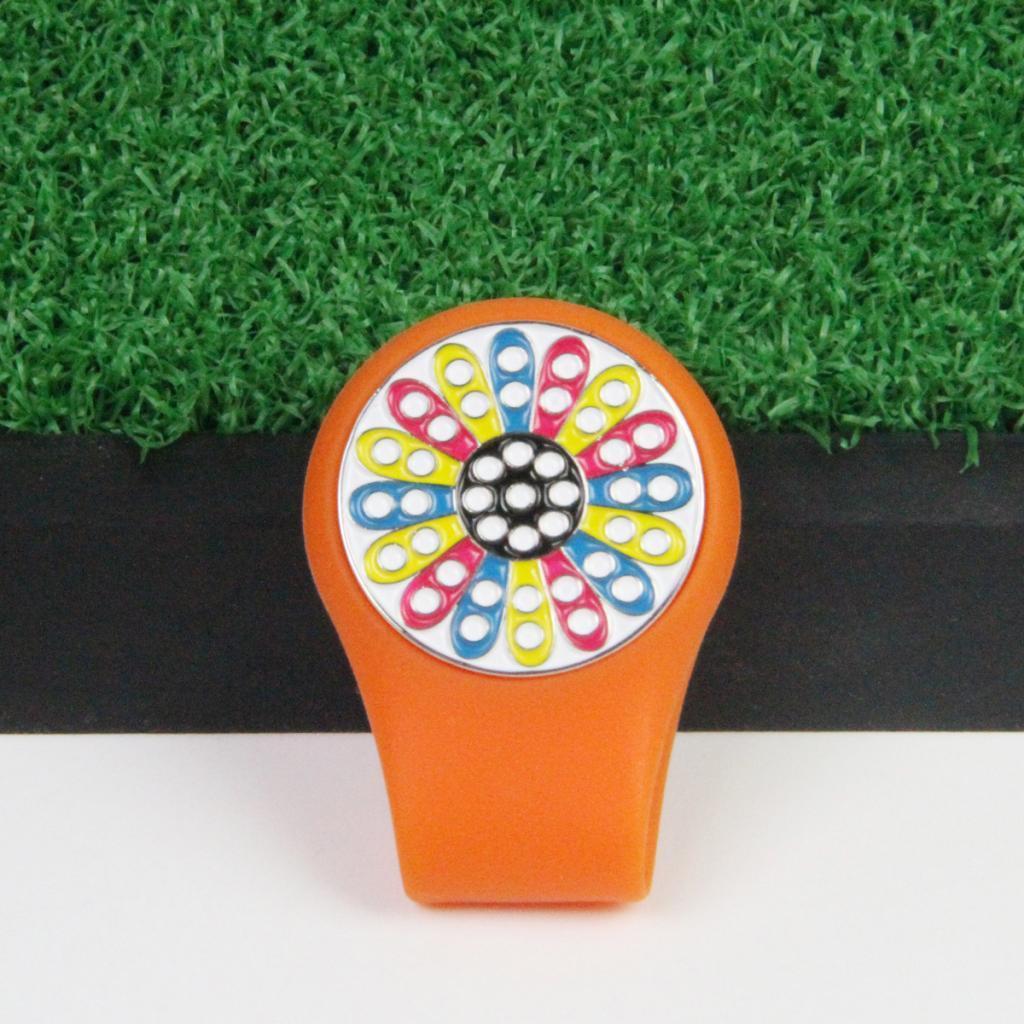 2xMagnetic Golf Hat Clip Golf Ball Marker with Detachable Pattern Plate Orange