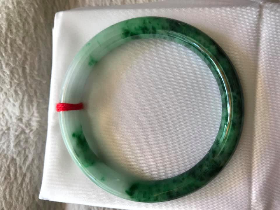 VÒNG KHỐI CẨM THẠCH TỰ NHIÊN MÀU XANH SƠN THUỶ LÝ 50MM x dầy 7,2mm VÒNG TAY NỮ BÓNG ĐẸP 48KG - 57KG ĐEO