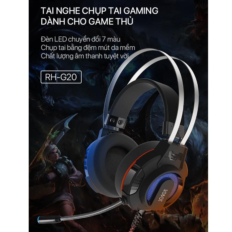 Tai Nghe Chụp Tai Gaming ROBOT, Có Hiệu ứng LED Kiểu Dáng Thể Thao, Âm Thanh Rõ Nét - Hàng Chính Hãng