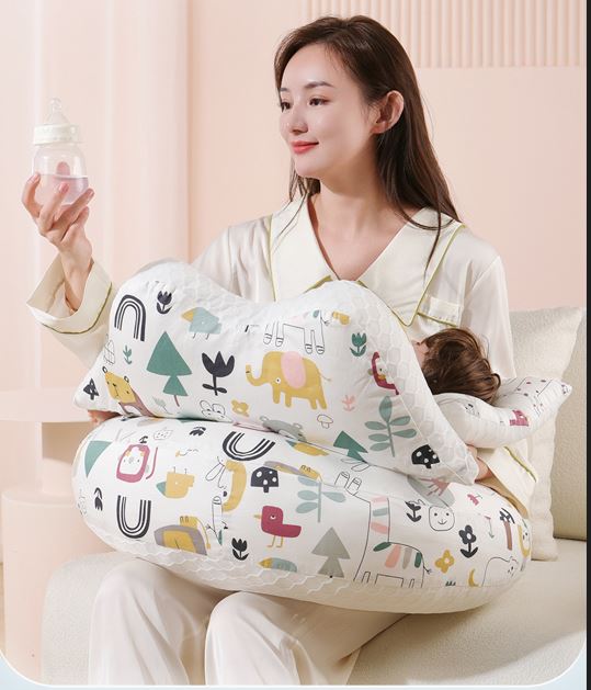 Gối cho bé bú đa năng cao cấp cotton Hàn mềm mịn thoáng mát giảm áp lực tay cho mẹ