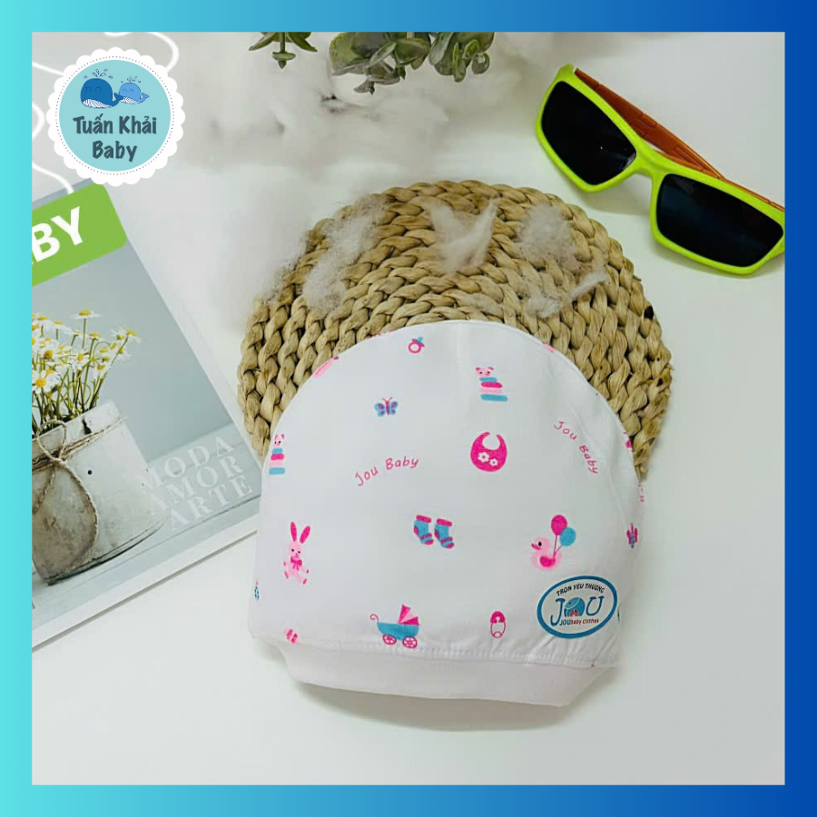 Set 5 Cái Mũ Sơ Sinh Cotton Họa Tiết JOU cho bé trai, bé gái 0-3 Tháng