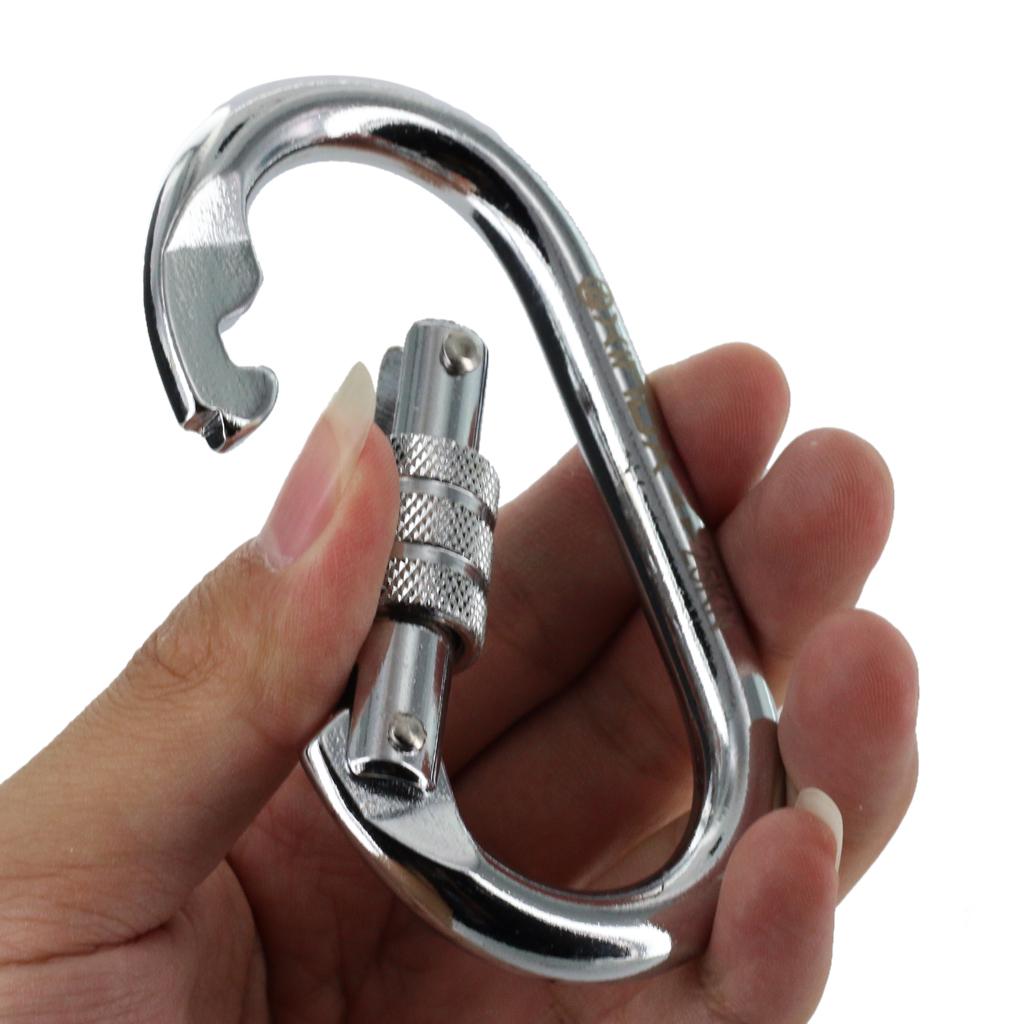 Mountaineering Rock Climbing Carabiner Steel Screwgate Locking Hook 25KN