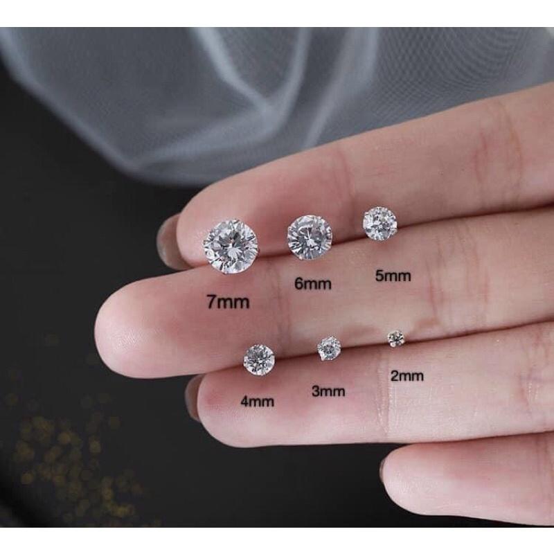 Bông tai nụ titan hột xoàn siêu sáng cam kết không đen không gỉ