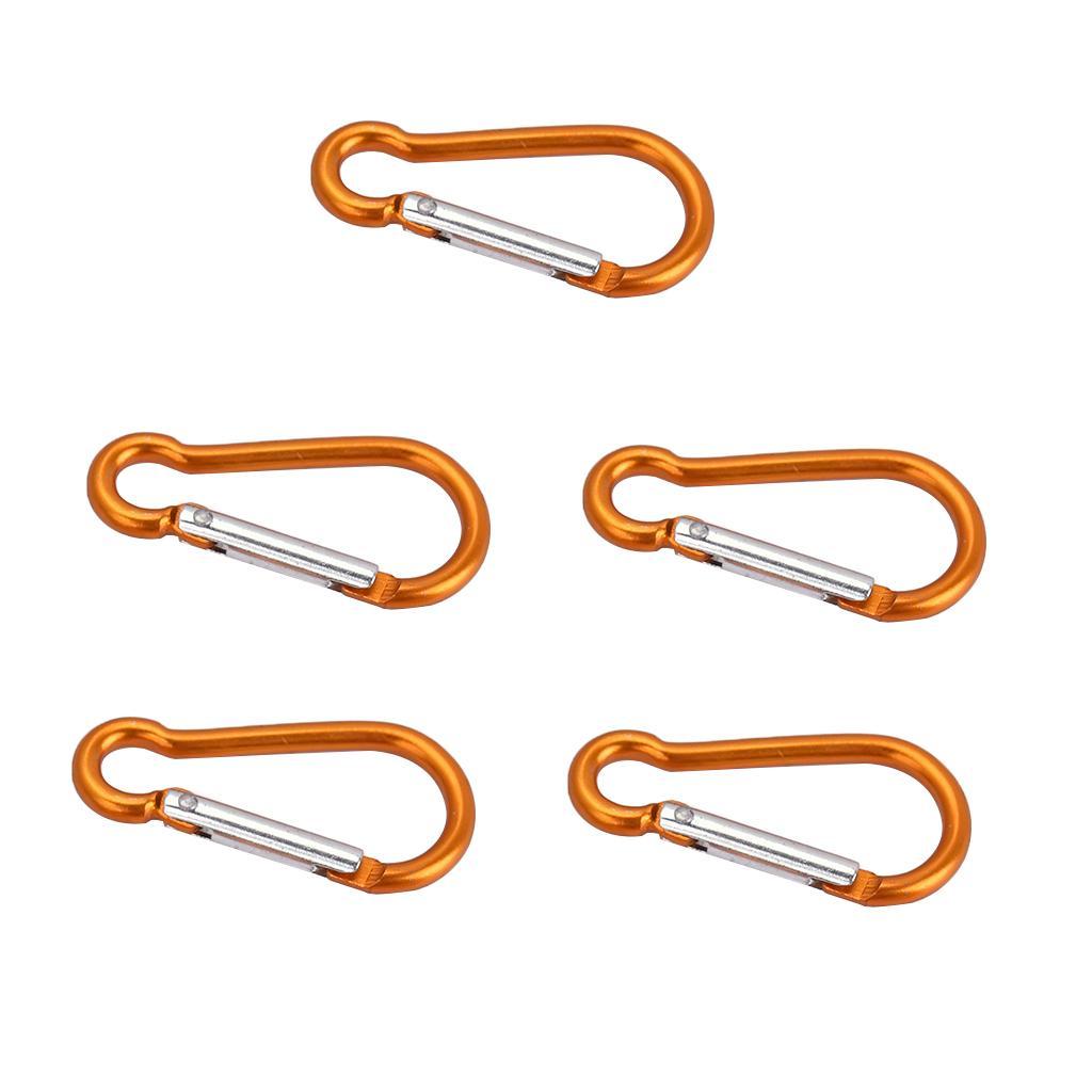 5 Pieces Aluminum D Shape Buckle Carabiner Key Chain Clip Hook for Home Hiking Camping