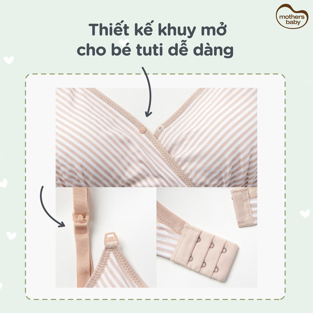 Áo Lót Bầu Sau Sinh Cho Con Bú Chống Chảy Xệ Cao Cấp Chất Liệu Tencel Họa Tiết Kẻ - Thương Hiệu Mothersbaby Hàn Quốc