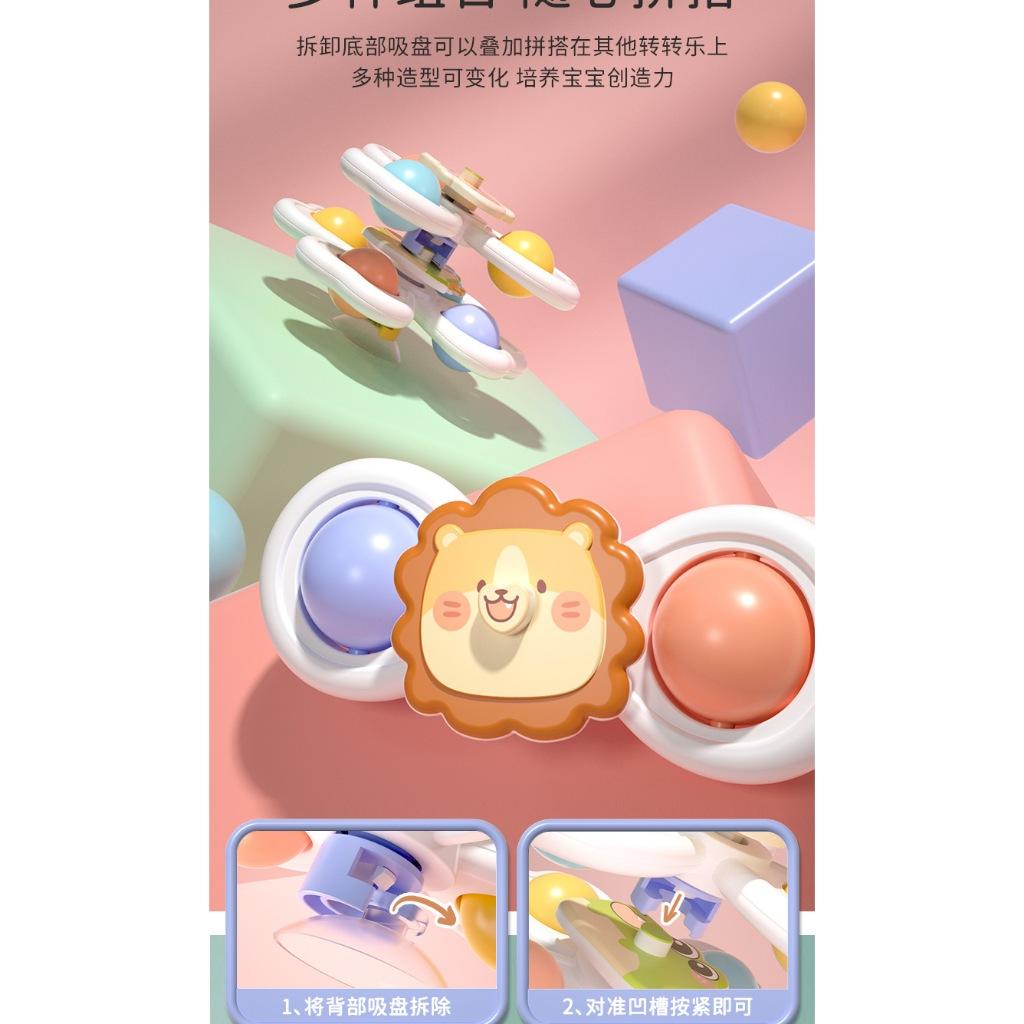 Set 3 Con Quay Spinner Dán Tường Hít Chân Có Thể Xếp Chồng Màu Sắc Tươi Sáng Hình Ngộ Nghĩnh Cho Bé