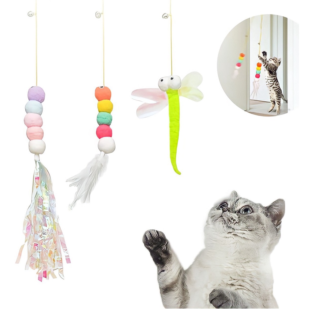 Đồ chơi cho mèo gắn tường có dây treo, nhiều hình ngộ nghĩnh