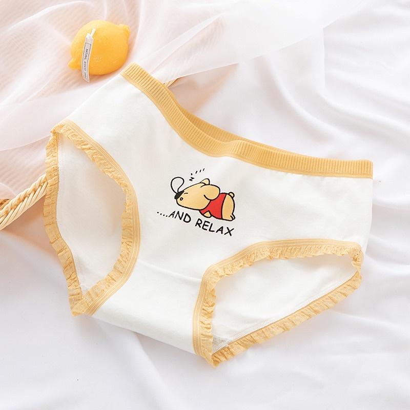 Quần Lót Nữ Cotton Nâng Mông Hình Gấu Cam siêu dễ thương QL01