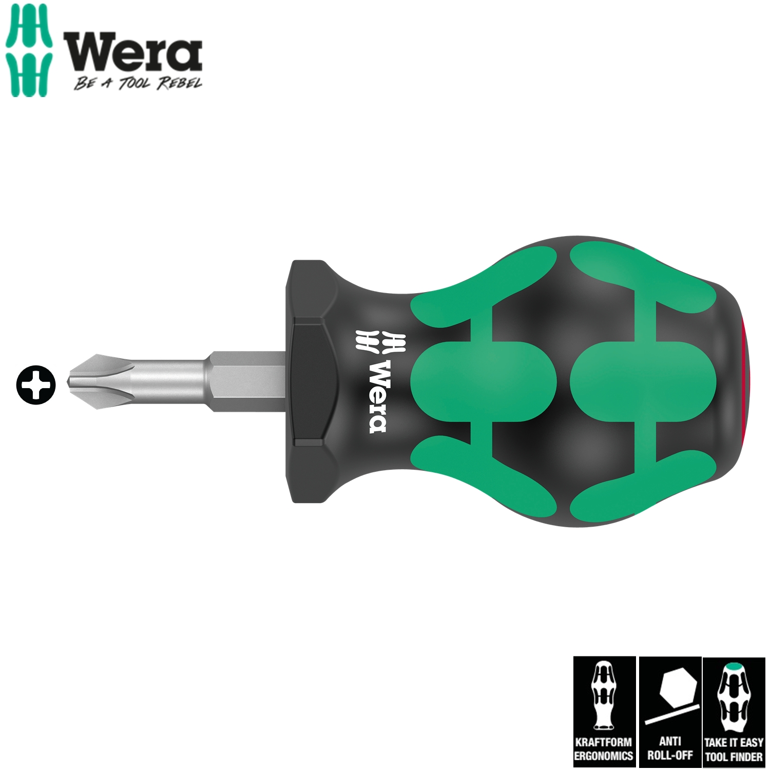 Tua vít ngắn 4 cạnh  PH2  với tổng chiều dài 79mm cho không gian hẹp, 350 PH Phillips-head Stubby/carburetor screwdriver Wera 05008851001