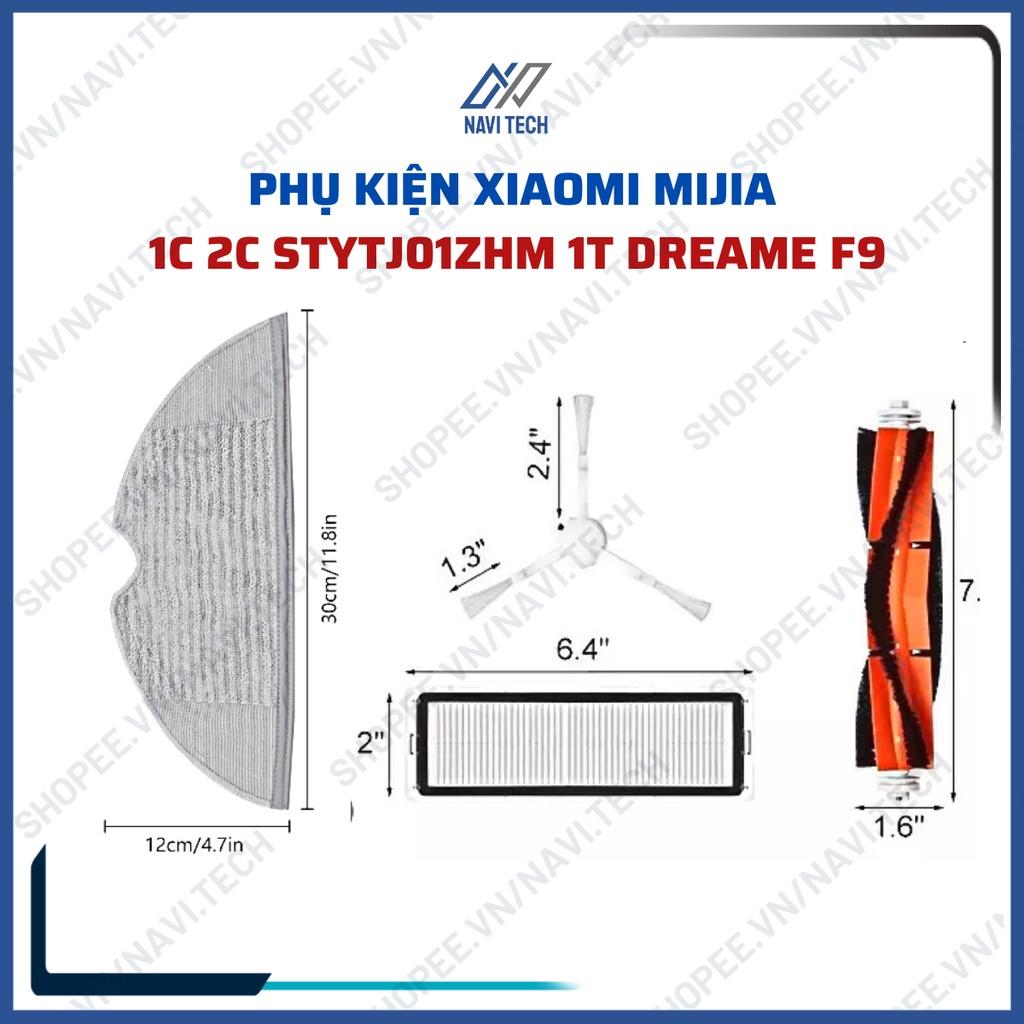 Phụ kiện màng lọc, khăn lau, chổi giữa, chổi cạnh Robot Hút Bụi Mijia 1C 2C STYTJ01ZHM 1T Dreame F9