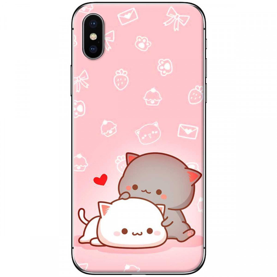 Ốp lưng dành cho iPhone XS Max Mèo mập nền hồng
