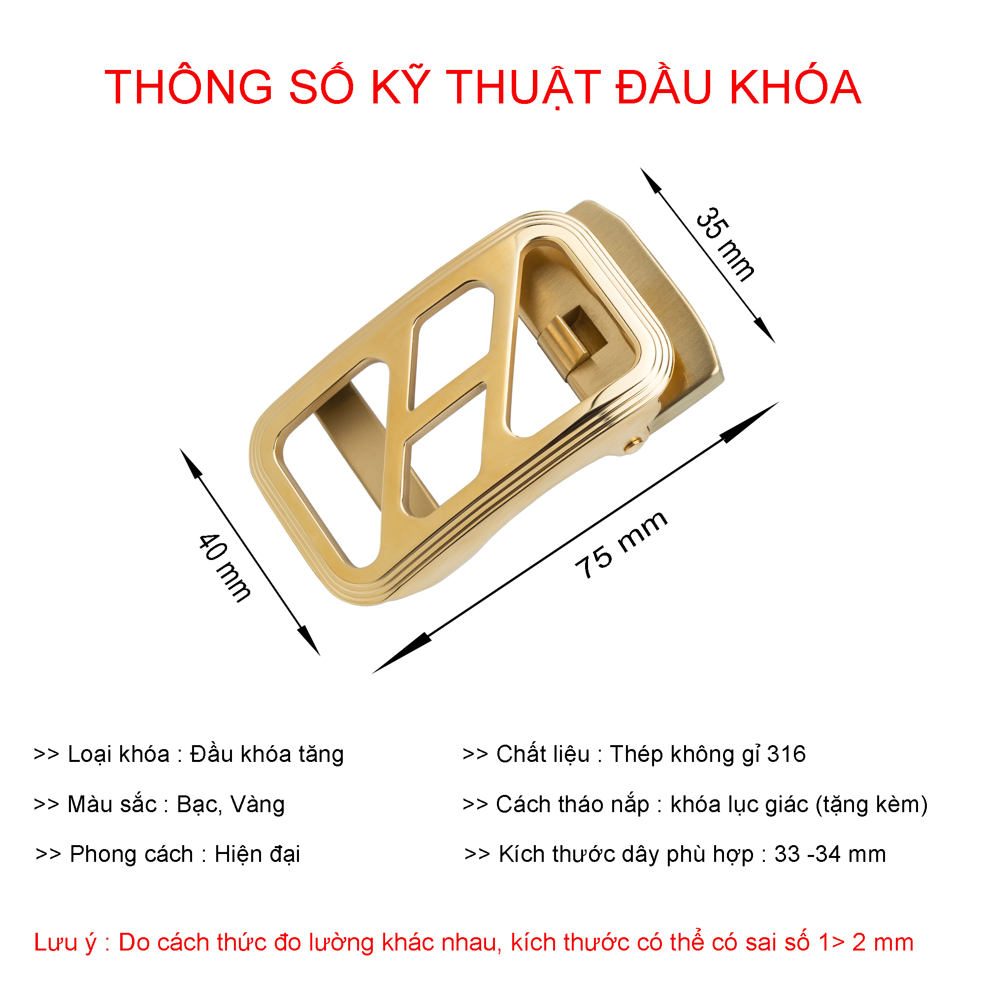 Đầu Khóa Thắt Lưng KEIO NIPPON | Mặt Thắt Lưng Cao Cấp | Đầu Khóa 3.5cm Bản Tăng | Inox 316L Không Gỉ