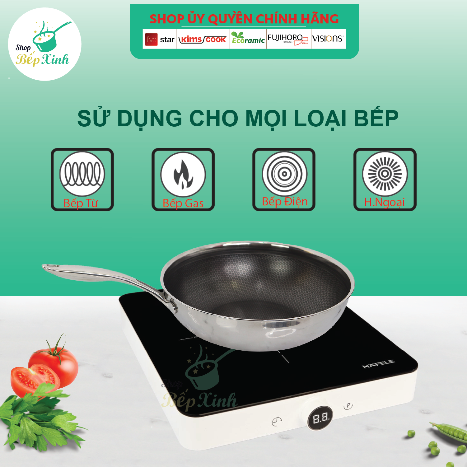 Chảo chống dính sâu lòng đáy từ 3 lớp đúc liền cao cấp Kims Cook Blackcube siêu bền , cào không xước ,tặng 10 muỗng ăn