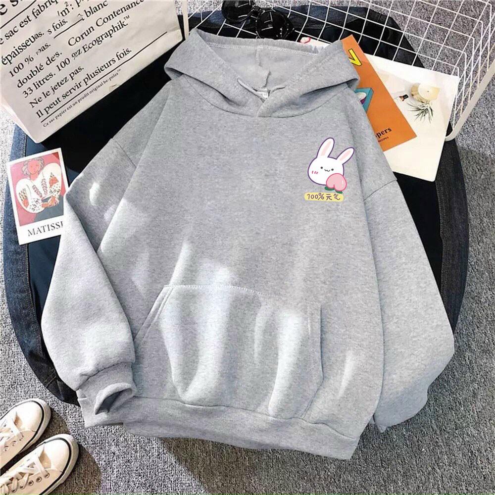 Áo hoodie nam nữ in hình Thỏ dễ thương, chất nỉ dày dặn, nón 2 lớp, thích hợp làm áo cặp