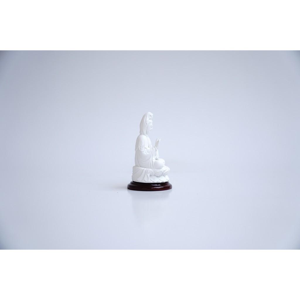 Tượng Phật Bà Quan Thế Âm Bồ Tát ngồi trắng ngà - Cao 6cm