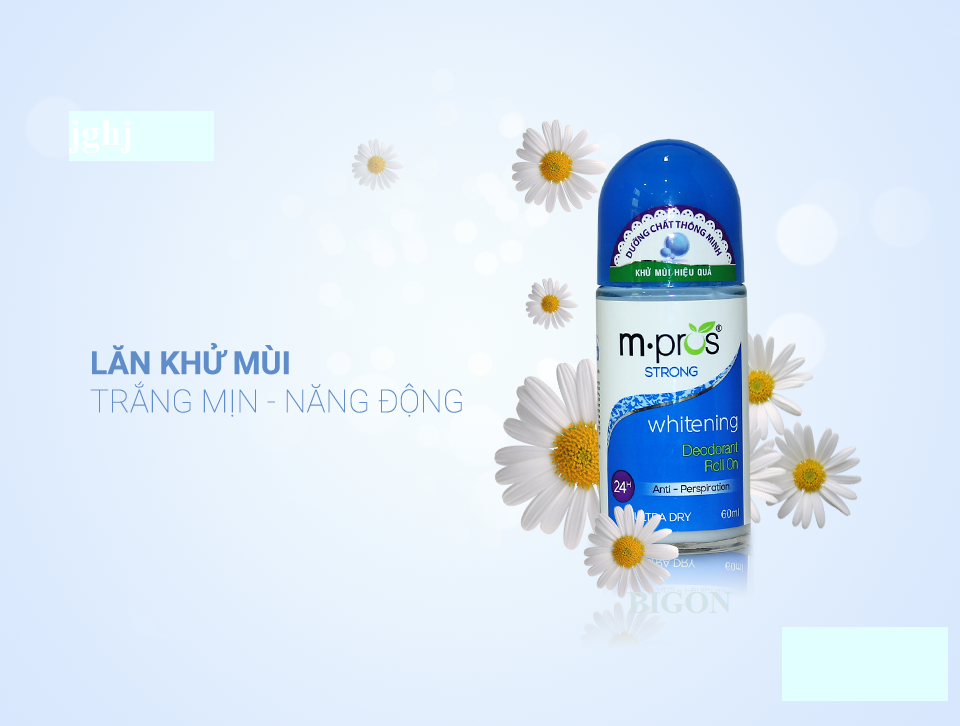 Lăn Khử Mùi M.Pros 60ml - Trắng Mịn - Năng Động - Khử Mùi Hiệu Quả (Chai Xanh)