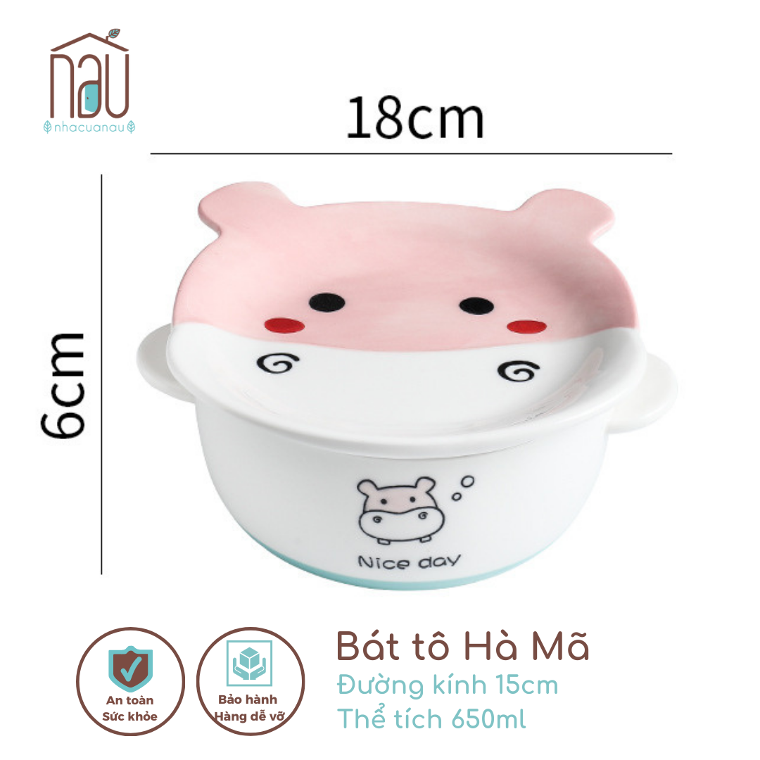 Bát TÔ sứ HAPINS mèo có nắp tiện lợi, có thể làm quà sinh nhật tặng người yêu mèo dùng an toàn cho lò nướng, vi sóng