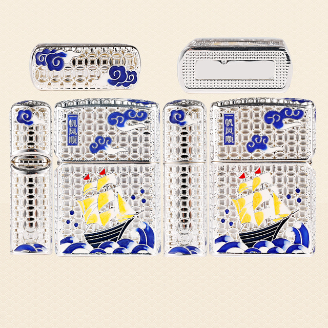 Hột Qụet Bật Lửa Xăng Đá Z-KJ1248 Họa Tiết Sơn Mài Thuyền Buồm Đẹp Độc Lạ - Dùng Xăng Bấc Đá Cao Cấp