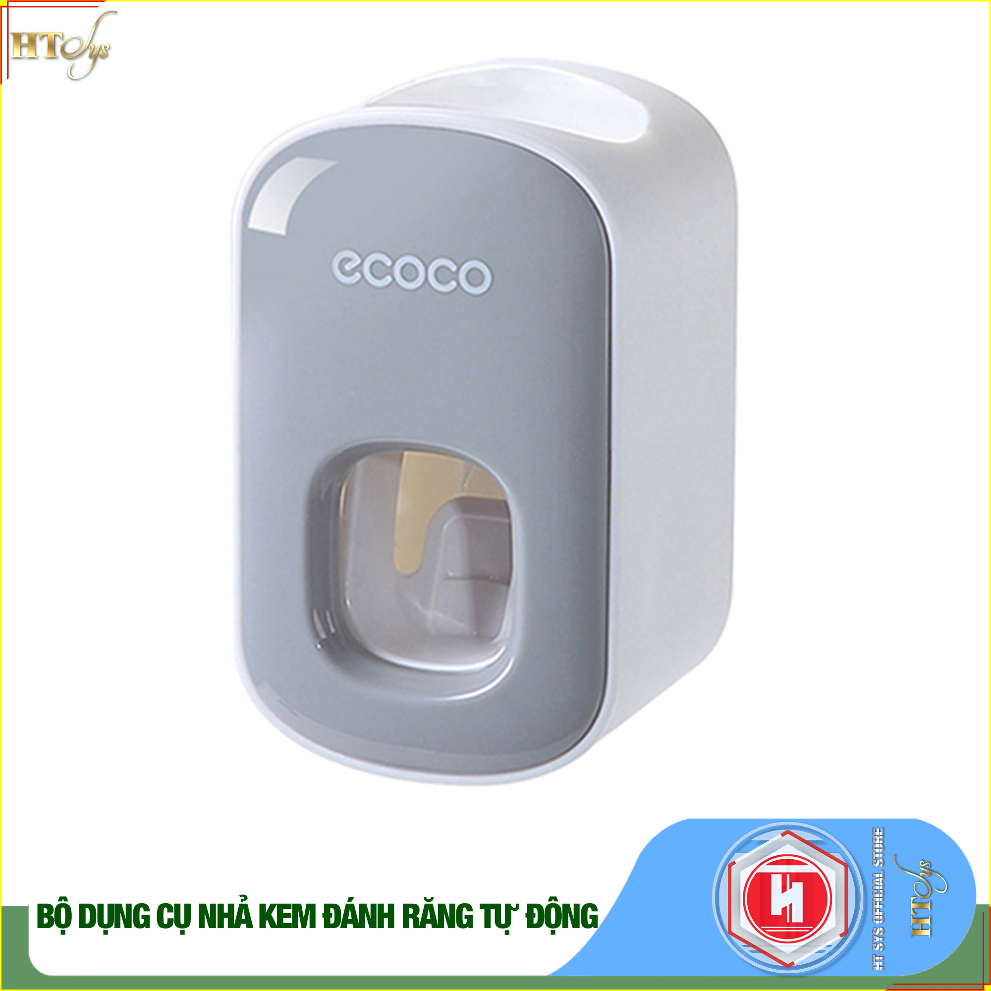 Bộ dụng cụ nhả kem đánh răng tự động 2/3/4 cốc và giá treo bàn chải đa năng HT SYS-ECOCO-Chất liệu ABS cao cấp -