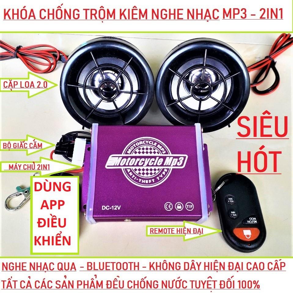 Khóa chống trộm kèm loa nghe nhạc xe máy 2in1 loại tốt hàng cao cấp chống nước lắp các xe