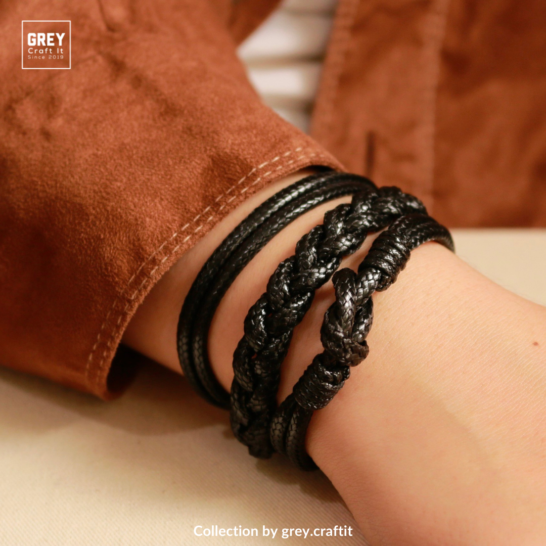 Vòng tay Caim Charm Bạc Dây Da Độc Lạ Chống Nước | Leather Style Minimal Unisex | Handmade 100%
