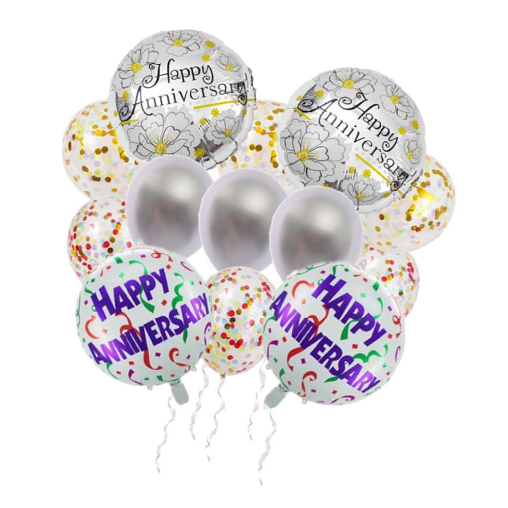 14x Confetti Bóng Bộ Mừng Kỷ Niệm Màng Nhôm Ballon Trang Trí Tiệc