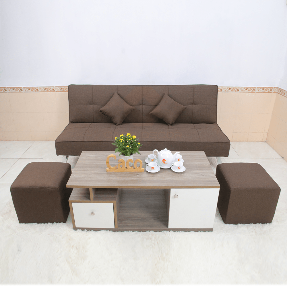 BỘ BÀN GHẾ SOFA BED CACO MÀU NÂU