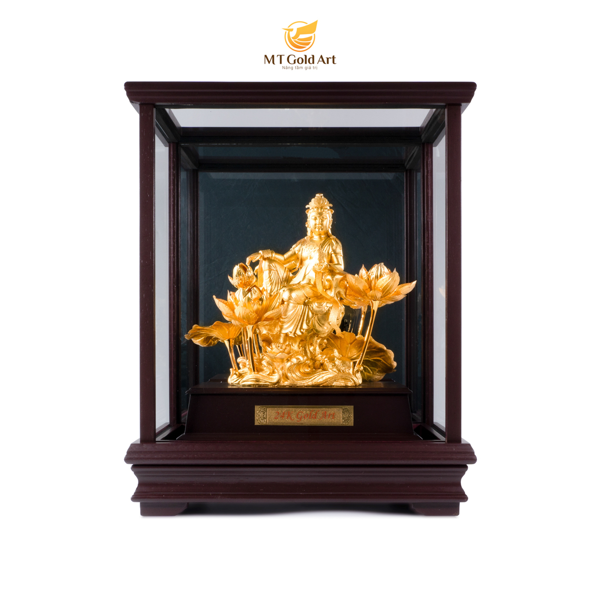 Tượng Phật Bà Quan Âm dát vàng 24k (17x29x34cm) MT Gold Art- Hàng chính hãng, trang trí nhà cửa, phòng làm việc, quà tặng sếp, đối tác, khách hàng, tân gia, khai trương