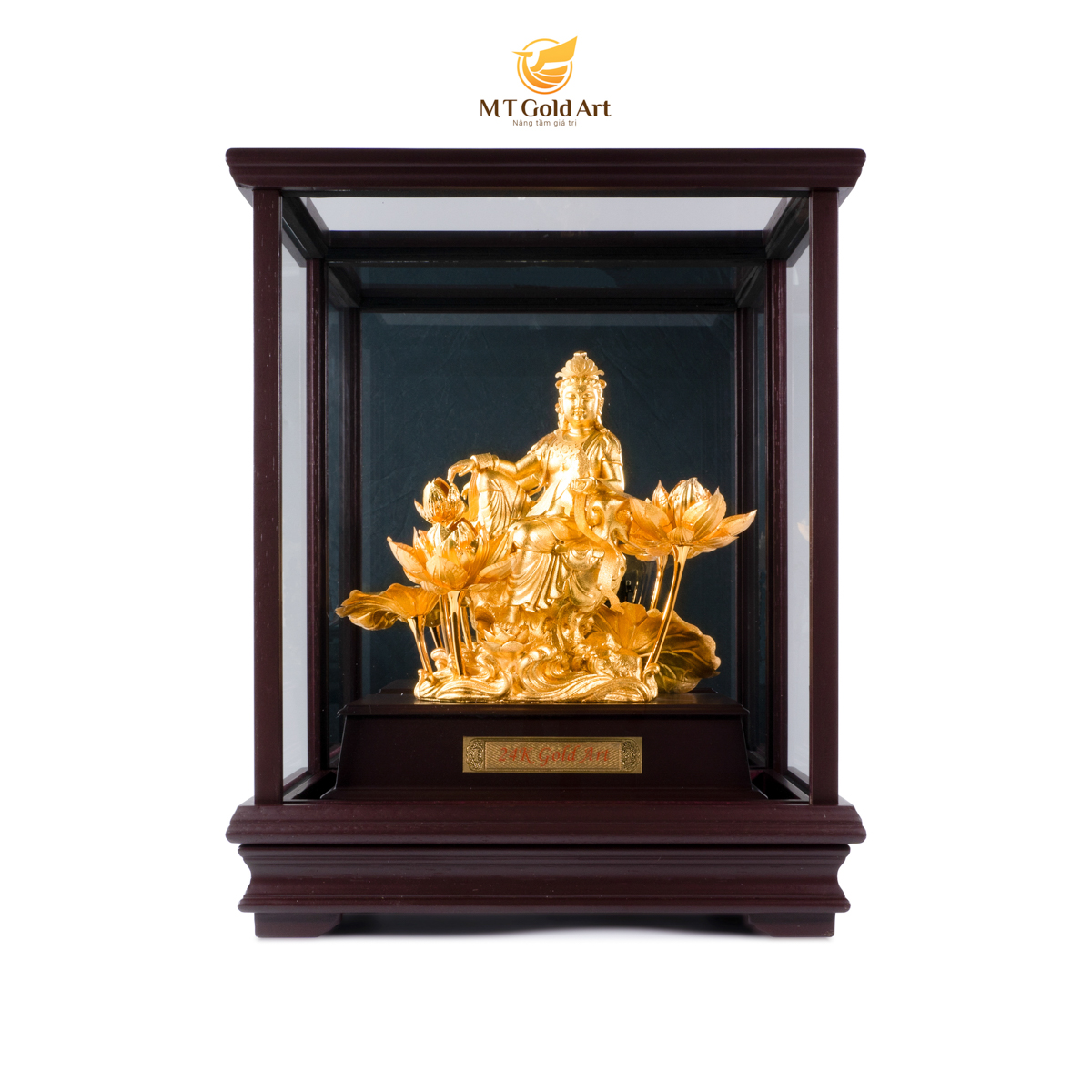 Tượng Phật Bà Quan Âm dát vàng 24k (17x29x34cm) MT Gold Art- Hàng chính hãng, trang trí nhà cửa, phòng làm việc, quà tặng sếp, đối tác, khách hàng, tân gia, khai trương 