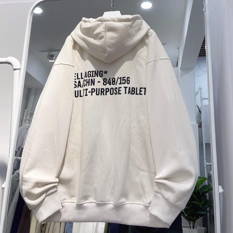 Áo hoodie nỉ CELL màu kem unisex ảnh thật SSSTore