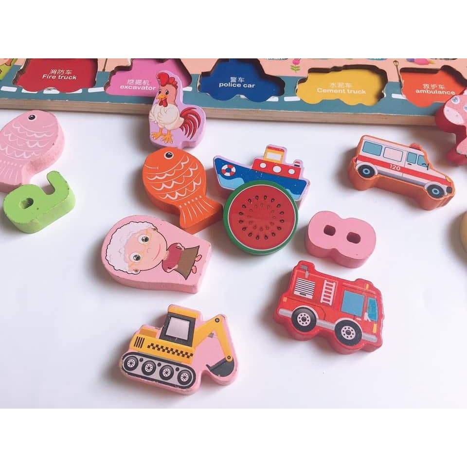 Đồ chơi Câu cá gỗ 7 trong 1 cho bé trai bé gái thông minh phát triển trí tuệ SmartKids