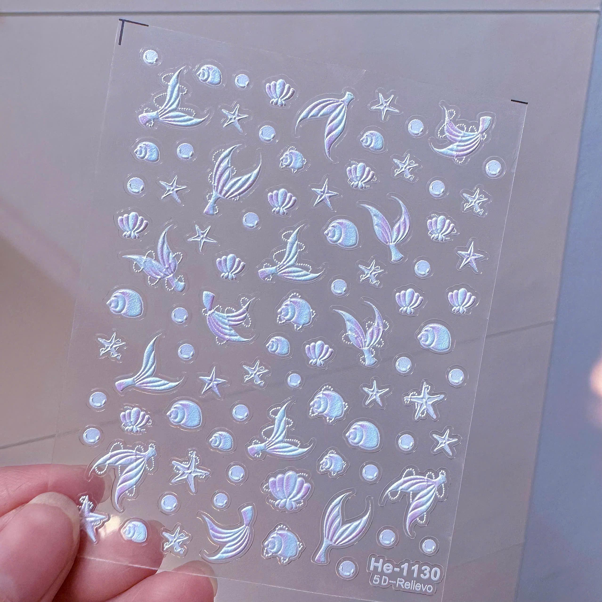 Sticker 5D Biển Cả Hình Sao Sò Ốc Biển Cá Heo Nhiều Màu Pastel Làm Nail Du Lịch Mùa Hè, Hình Dán Móng Ngọc Trai BLUE SEA Sứa Biển Nổi Mix Kiểu