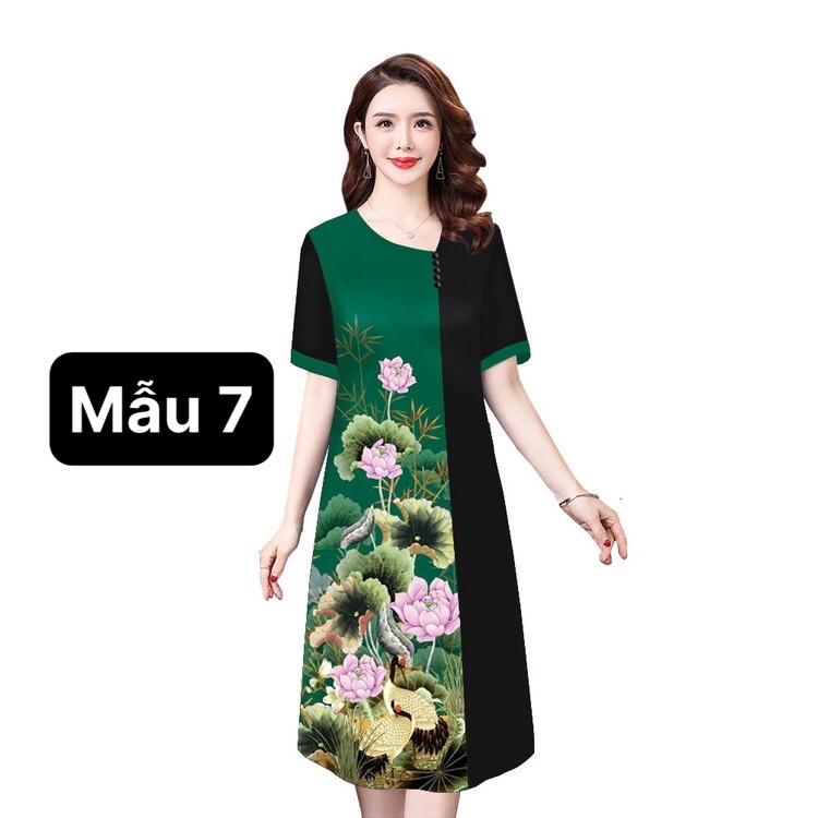 ️Đầm Trung Niên️ Mẫu đầm suông in họa tiết hoa cho mẹ đi tiệc, đầm trung niên U50-60-70 Có size lớn