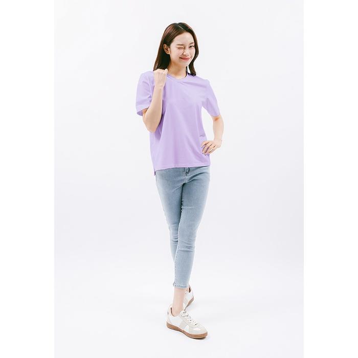 ÁO THUN TRƠN CỔ TIM NỮ - BASIC PLUS V NECK T-SHIRT - LO21162002