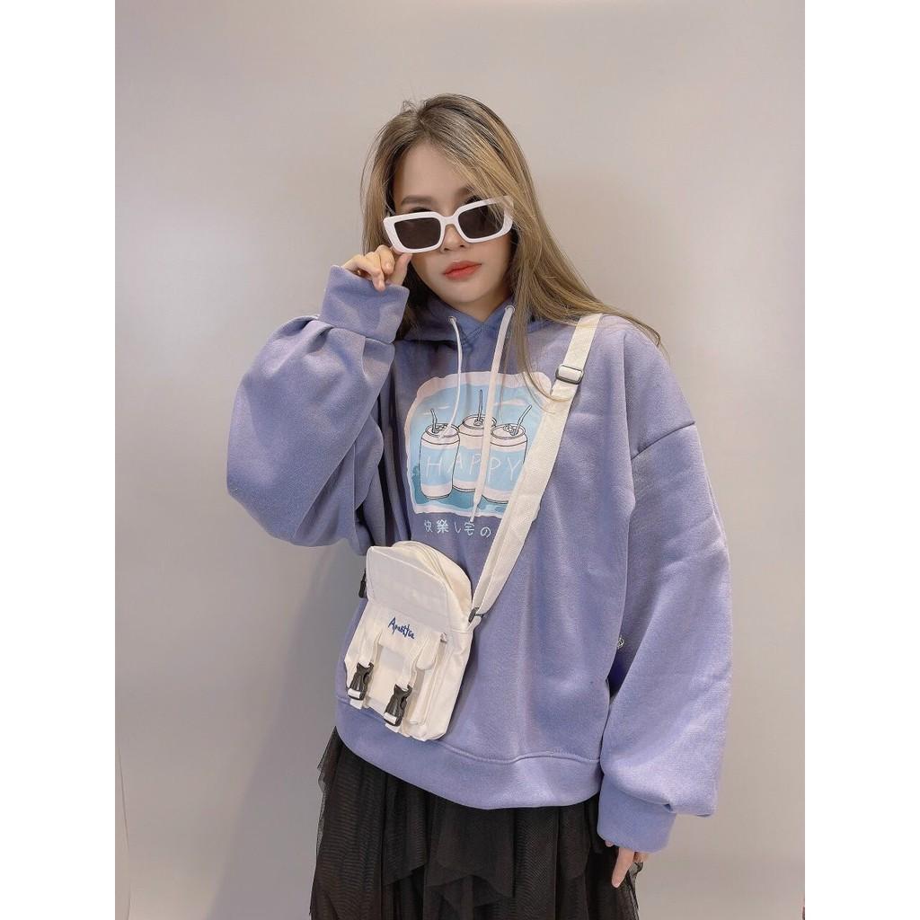 Áo khoác nam nữ nỉ ngoại hoodie tay bí 3 lon nước ngọt Happy