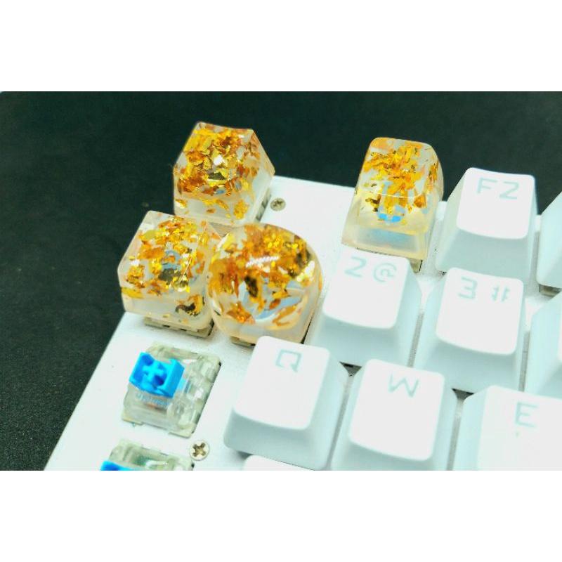 Keycap resin lá vàng trang trí bàn phím cơ gaming