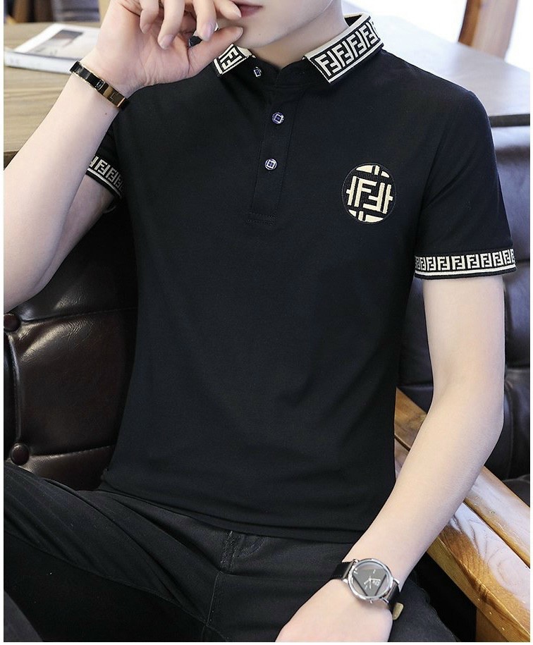 Áo Thun Nam, Áo Polo Nam Có Cổ Cotton Cao Cấp mẫu mới 2022 phối logo 2 CHỮ F NGƯỢC cực đẹp 4 màu sang trọng lịch lãm