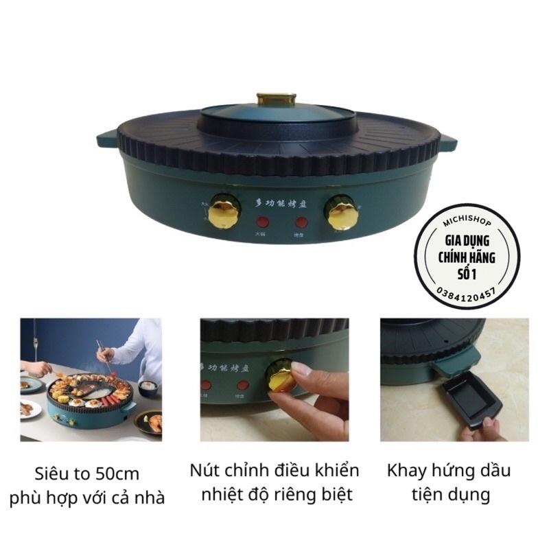 Bếp Lẩu Nướng Kếp Hợp 2 In 1 Vừa Lẩu Vừa Nướng Không Khói, Bếp Lẩu Nướng Đa Năng Cao Cấp